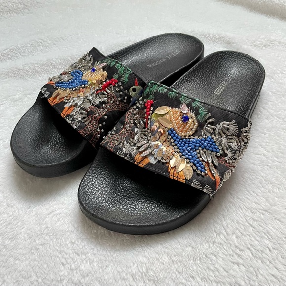 Steve Madden Shoes - Steve Madden Sparkly Black Multi Slide Beaded Sandals